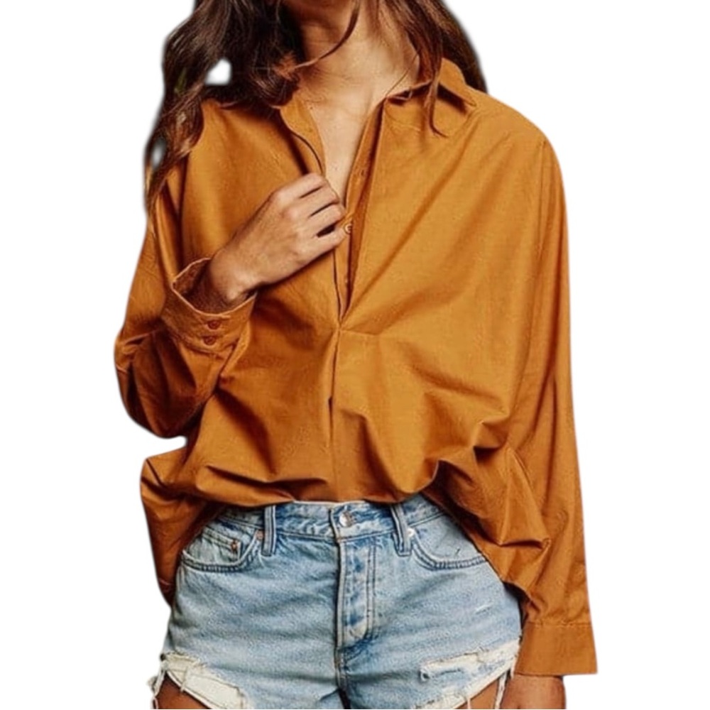 Bucket List‎ Burnt Orange Popover Blouse – Size Large